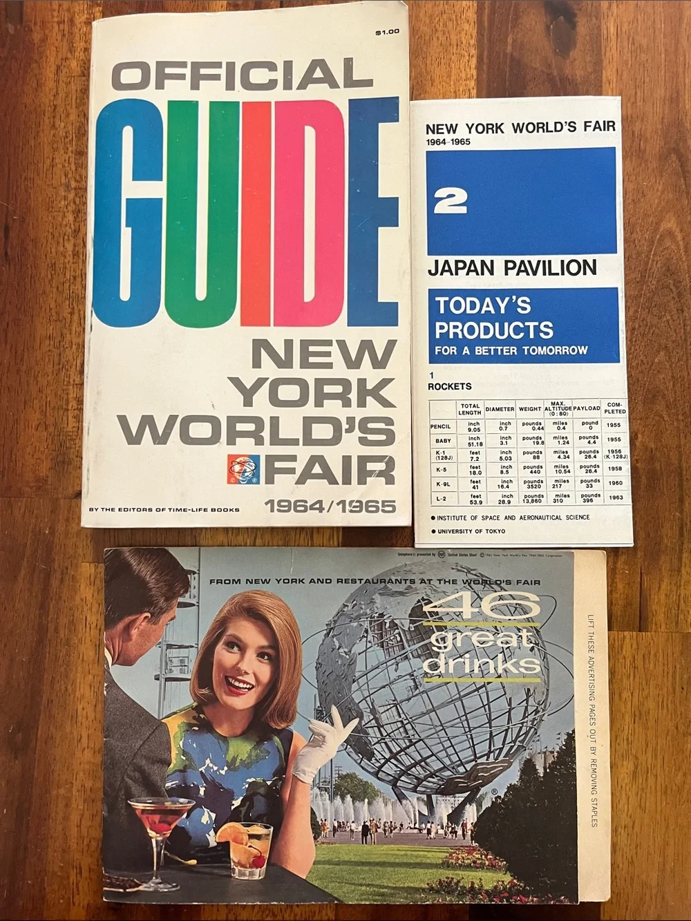 1964/1965 New York Worlds Fair Guide Book Mustang Ad +Drink Guide/Japan Pavilion